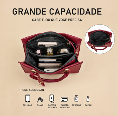 Bolsa Feminina Ombro Transversal Pu Preta Casual Elegante - Imagem 4