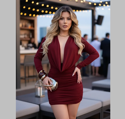 Vestido Megadecote Saia Plissada Modeladora Moda Gringa Luxo