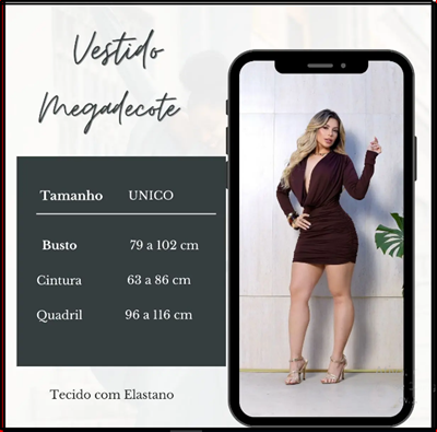 Vestido Megadecote Saia Plissada Modeladora Moda Gringa Luxo - Imagem 3