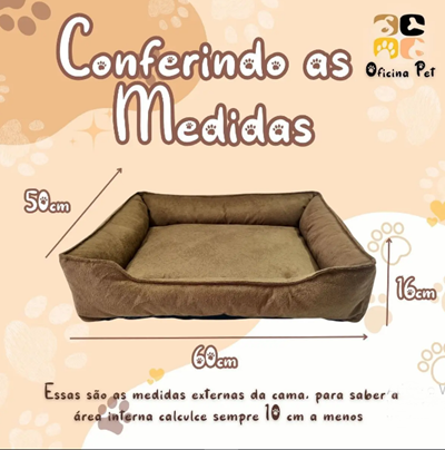 Cama Luxo Pet G Suede Fundo Impermeável Para Cães E Gatos