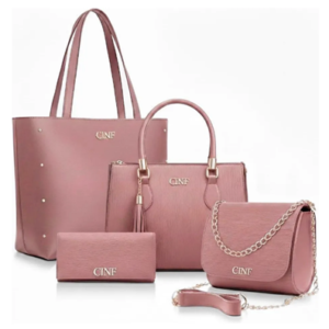 Kit Bolsas Feminina Sacola Transversal Tira Colo Carteira Cor Rosê