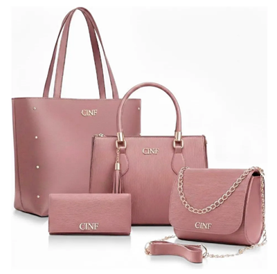 Kit Bolsas Feminina Sacola Transversal Tira Colo Carteira Cor Rosê