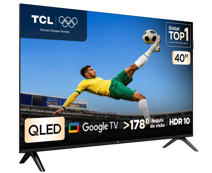 Smart TV TCL 40 Polegadas Full HD QLED S5K WiFi Bluetooth Google TV 2 HDMI HDR10 Dolby Audio 40S5K