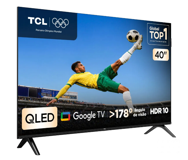 Smart TV TCL 40 Polegadas Full HD QLED S5K WiFi Bluetooth Google TV 2 HDMI HDR10 Dolby Audio 40S5K