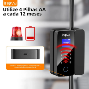 Fechadura Digital Inova Eletrônica p/ Porta de Vidro, Biometria, Bluetooth