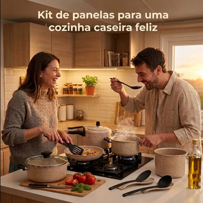 Jogo 9 Panelas Antiaderente Teflon Com Panela De Pressão 2l