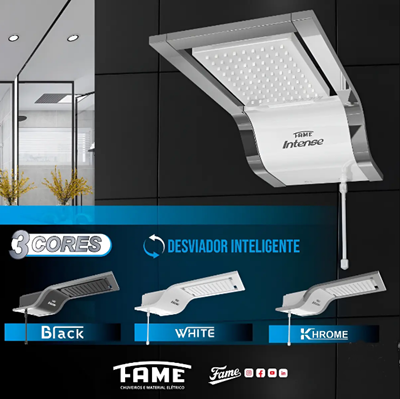 Ducha Chuveiro Eletrônico Luxo Chrome Intense Potente Fame
