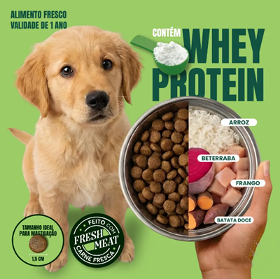 Ração Whey Protein Grannature Xtreme Alta Performance 32% Proteína para Cães Filhote raças Médio E Grande Porte Alimento Seco Sabor Frango Super Premium Com Bcaa Sem Corantes Saúde Articular 15kg