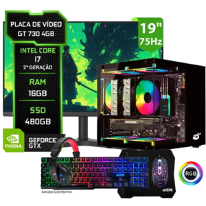 Pc Gamer Completo Intel I7, 16gb Ram, Ssd 480gb, Vídeo 4gb