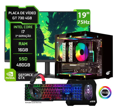 Pc Gamer Completo Intel I7, 16gb Ram, Ssd 480gb, Vídeo 4gb