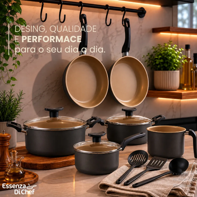 Conjunto Panelas Antiaderente 10 Peças Teflon Várias Cores