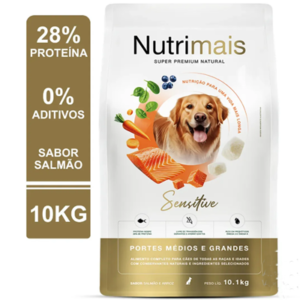 Ração Cães Pele Sensível Salmão Alta Proteína Médio Grande Porte Nutrimais 10kg