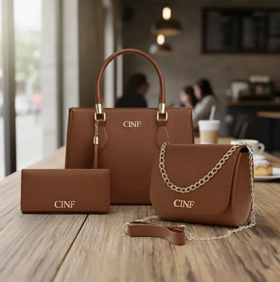 Kit Bolsas Feminina Transversal Média + Tira Colo + Carteira Cor Caramelo - Imagem 2