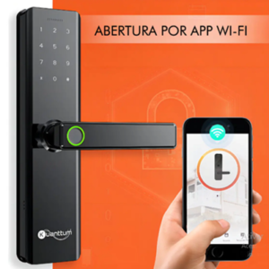 Fechadura Eletronica Digital Com Biometria Kuanttum Beta Pro Wifi Cor Preto