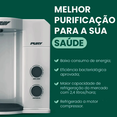 Purificador Filtro De Água Gelado Compressor Pury Leaf Cor Branco