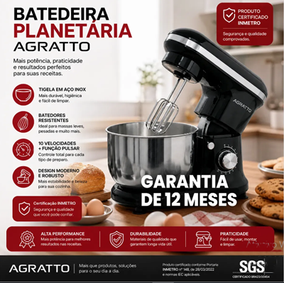 Batedeira Planetaria Supremma Turbo Inox Velocidade + Pulsar
