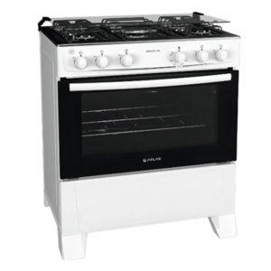 Fogão 5 Bocas Atlas Mônaco Plus Branco com Mesa Inox e Acendimento Automático Bivolt