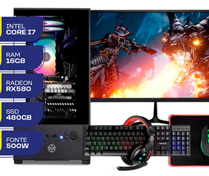 Pc Gamer Completo Mcl, Intel I7, Rx 580, 16gb Ram, Ssd 480gb