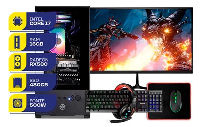 Pc Gamer Completo Mcl, Intel I7, Rx 580, 16gb Ram, Ssd 480gb