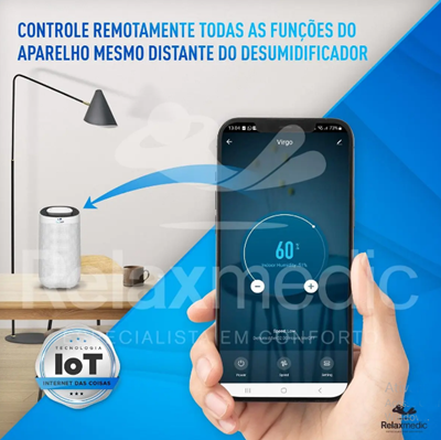 Desumidificador De Ar Elétrico Compressor Wi-fi - Relaxmedic Cor Branco
