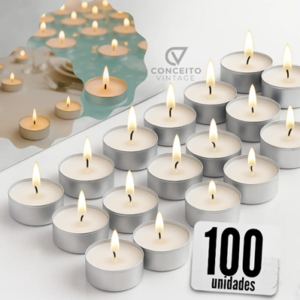 Kit 100 Velas Rechaud Decoração Casamento Festa Flutuante Cor Branco Marca Conceito Vintage