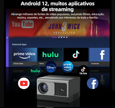 Projetor Mini Bettdow AC1073 22000lm 1080P Cor Preto