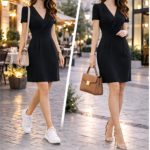 Vestido Decote Transpassado Envelope Manga a Soltinho