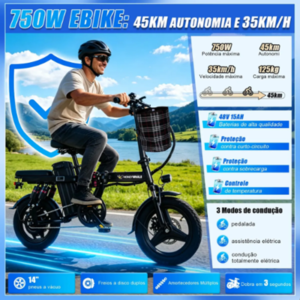 HONEYWHALE S6 Pro-s Bicicleta Elétrica, 750W-15AH-45KM