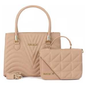 Kit Bolsa Feminina Transversal Ombro + Bolsa Pequena Lateral Cor Nude