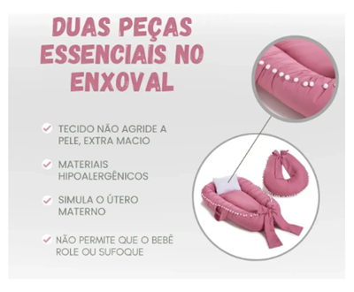 Ninho E Almofada Amamentação Percal 200fios Luxo Toque Suave
